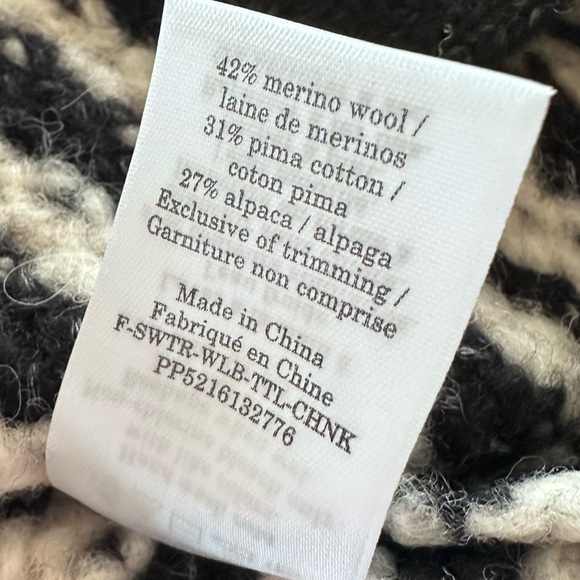 Everlane Cloud Turtleneck Sweater Merino Wool Alpaca Black & White Striped Large - Picture 13 of 14